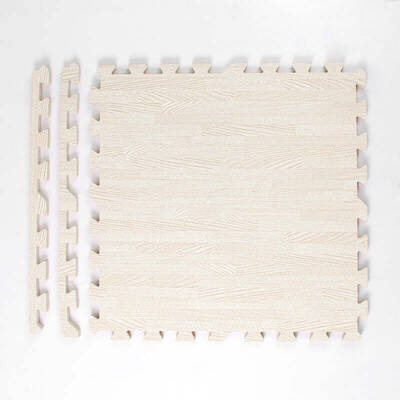 Wood Grain Foam Floor Mat Fully Paved | Color: White | Dimensions: 30x30x1.2cm