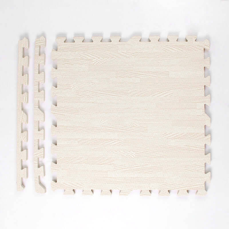 Wood Grain Foam Floor Mat Fully Paved | Color: White | Dimensions: 30x30x1.2cm
