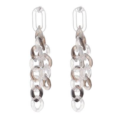 Acrylic Curb Chain Tassel Dangle Stud Earrings for Women