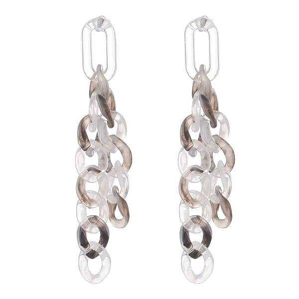 Acrylic Curb Chain Tassel Dangle Stud Earrings for Women