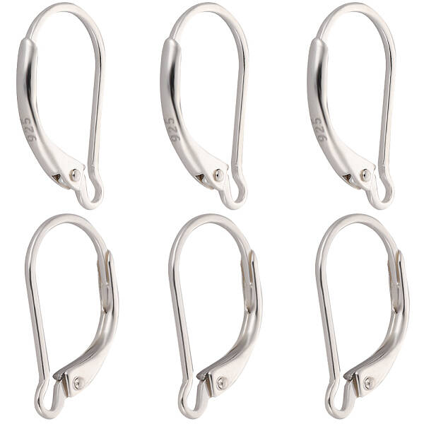 4 Pairs 925 Sterling Silver Leverback Earring Findings