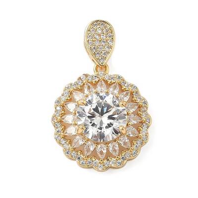 Brass Micro Pave Clear Cubic Zirconia Pendants