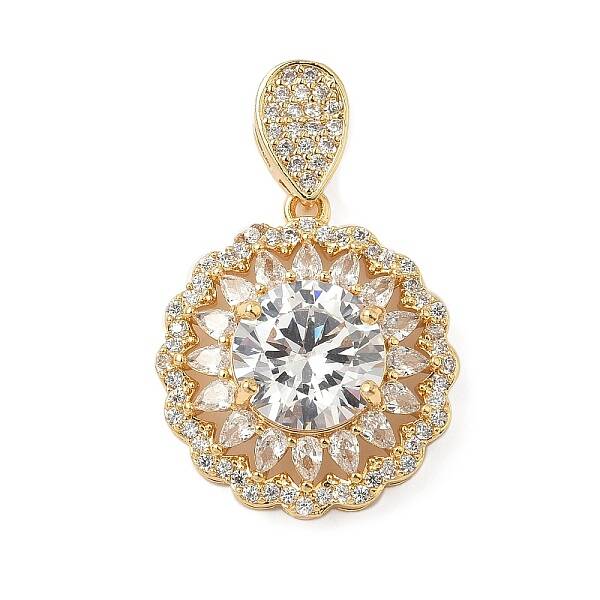 Brass Micro Pave Clear Cubic Zirconia Pendants