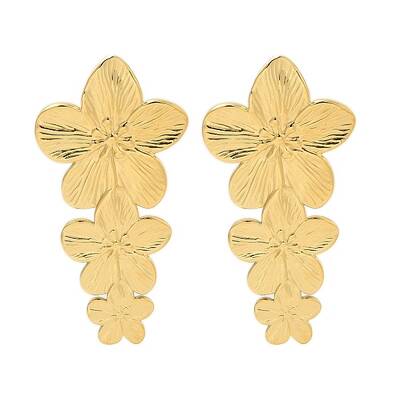 304 Stainless Steel Flower Stud Earrings for Women