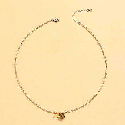 Stainless Steel Natural Stone Pendant Necklace 18K Gold Plated Women's Clavicle Chain