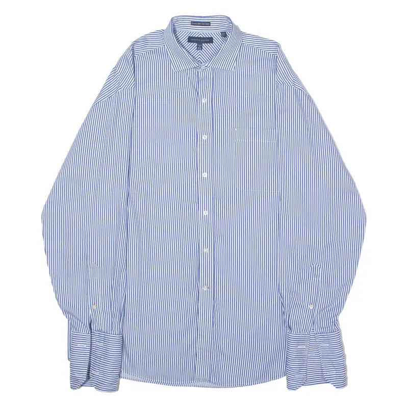 TOMMY HILFIGER Mens Shirt Blue Striped Long Sleeve XL