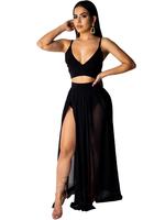 Women's Minimalist Sexy Solid Cami Top & Skirt, Summer Outfits, Lady Basic Comfort Casual Spaghetti Strap Sleeveless Cropped ...