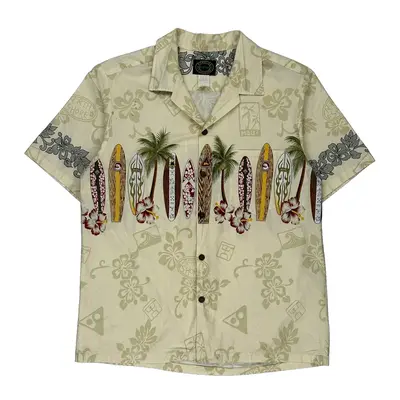 Reserve Graphic Hawaiian Shirt - Large Cream Cotton