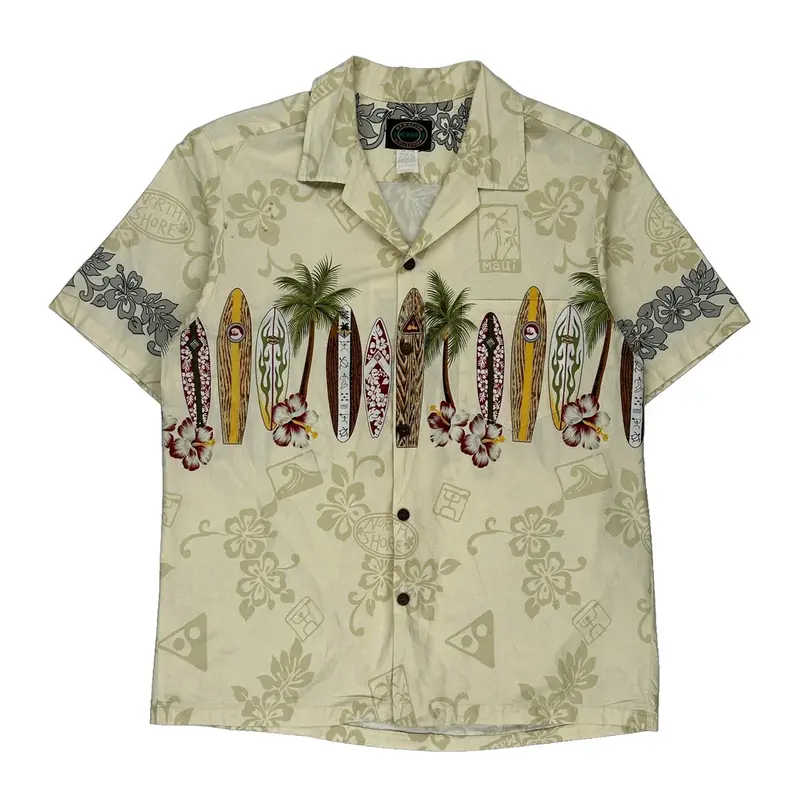 Reserve Graphic Hawaiian Shirt - Large Cream Cotton