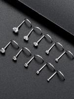 Punk Style Rhinestone Decorated Nose Studs, Stainless Steel Nose Screws for Women & Men for Party, Daily Clothing Decor, Tren...