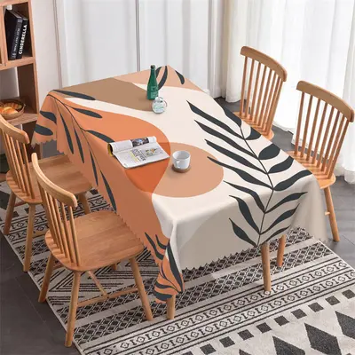 Black Leaves Abstract Pattern Rectangle Tablecloth - Aperturee