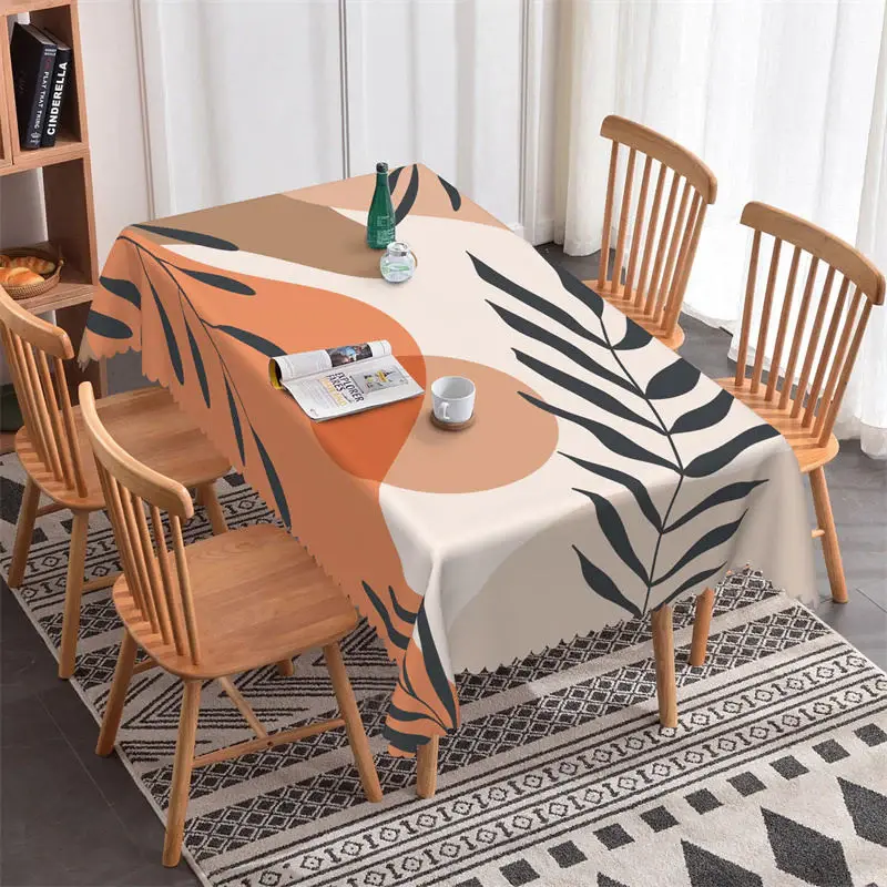 Black Leaves Abstract Pattern Rectangle Tablecloth - Aperturee