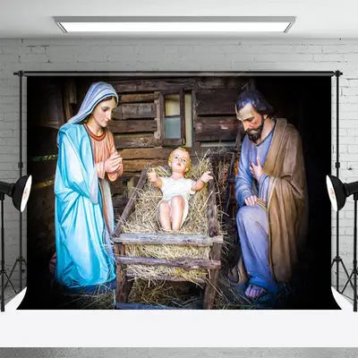 Nativity Virgin Mary Joseph Photo Christmas Backdrop - Aperturee