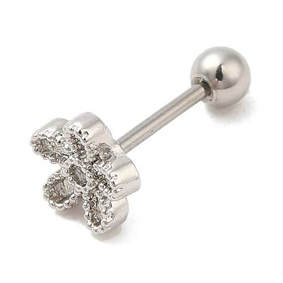Brass Micro Pave Clear Cubic Zirconia Stud Earrings