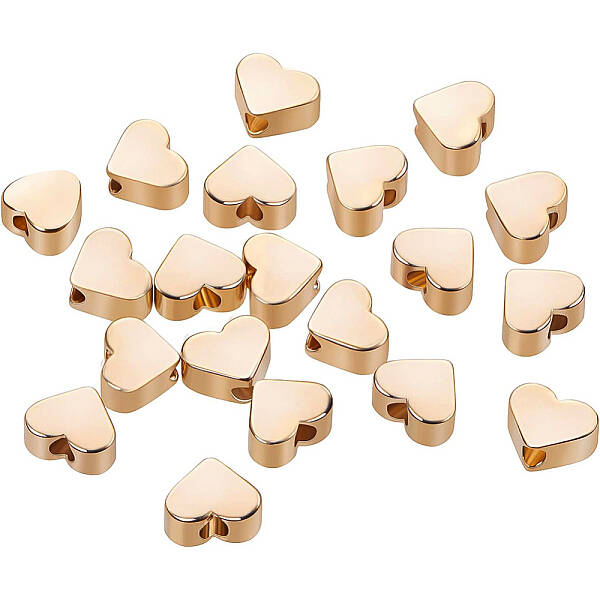 BENECREAT 20 PCS 18K Gold Plated Spacer Beads Metal Beads for DIY Jewelry Making Findings and Other Craft Work - 4.5x5x2.5mm