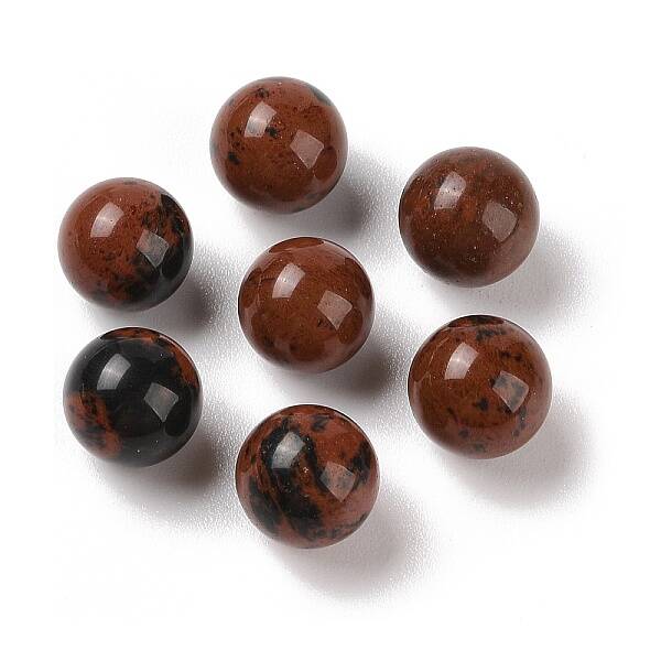 Natural Mahogany Obsidian No Hole Sphere Beads
