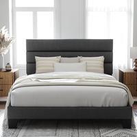 Allewie Full/Queen/King Platform Bed Frame with Velvet Upholstered Headboard and Wooden Slats Support, Fully Upholstered Matt...