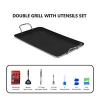 SmartCook Double Burner Griddle/Grill Pan with Utensils Set – Nonstick, Durable, Foodie, Perfect for Stove Tops Cookware Si...