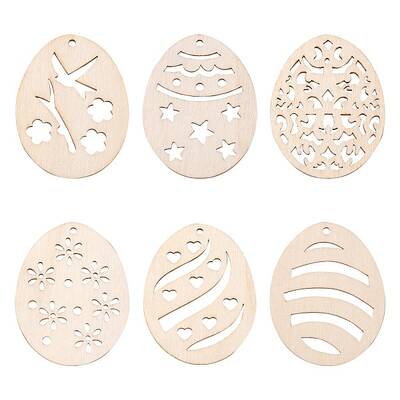 30Pcs 6 Style Undyed Natural Wooden Big Pendants