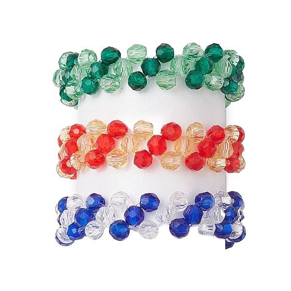 3Pcs Glass Finger Rings
