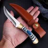Stainless Steel Kitchen Knife, 1 Count Handmade Knife with Colorful Wooden Handle, Perfect for Camping, Hiking, Fishing, Kitc...