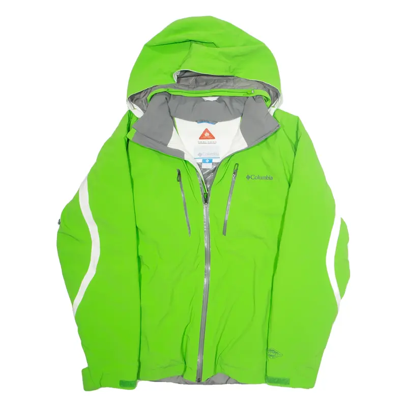 COLUMBIA Mens Rain Jacket Green Hooded XL
