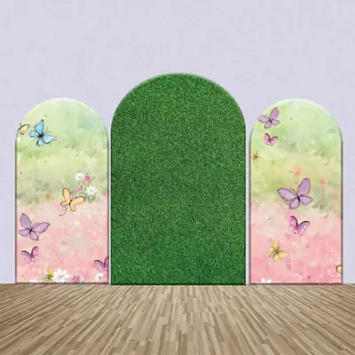 Grass Greenery Butterfly Birthday Arch Backdrop Kit - Aperturee