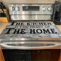 Durable Kitchen Themed Letter Gas Stove Cooktop Panel Protector Cover, 1 Count Heat & Scratch Resistant Stove Top Protector, ...
