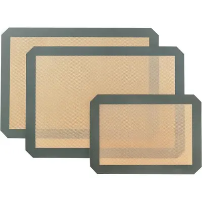 Silicone Baking Mat, 3 Counts Large Baking Mat Set, Reusable & Nonstick Bakeware Mats for Cookies, Macarons, Bread and Pastry