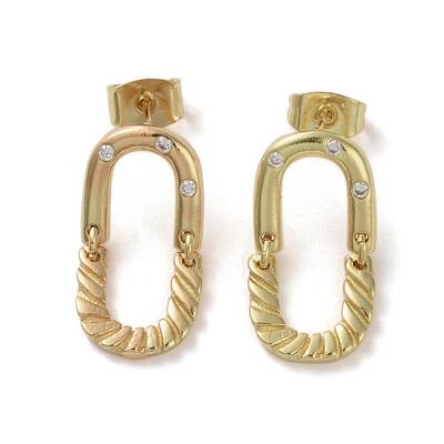 Brass Micro Pave Cubic Zirconia Dangle Stud Earrings