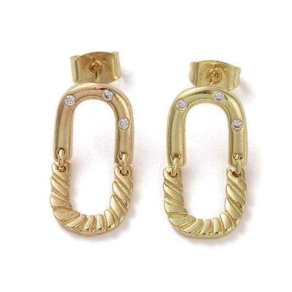 Brass Micro Pave Cubic Zirconia Dangle Stud Earrings