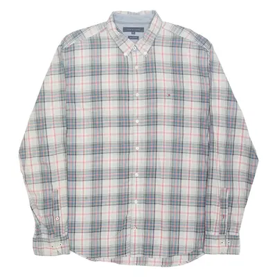 TOMMY HILFIGER New York Fit Mens Shirt Grey Check Long Sleeve 2XL