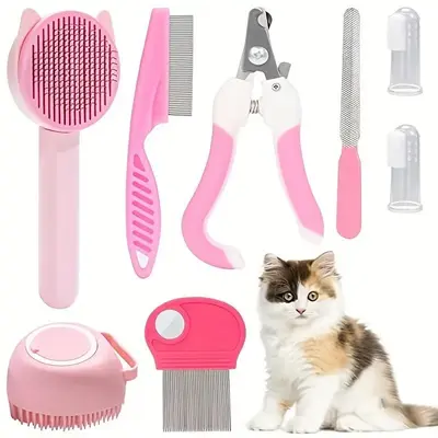 Pet Grooming Kit, 8 Counts/set Pet Hair Removal Tool & Manicure Tool, Pet Grooming Brush, Pet Hair Remover, Dog & Cat Groomin...