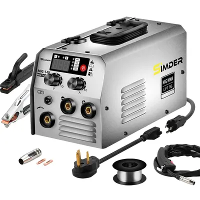 S SIMDER MIG-140S 3in1 MIG/Stick/LIFT TIG Welder Machine 140A 110 V/220v Portable WeldingMachine with Flux Cored Wire MIG/Sti...