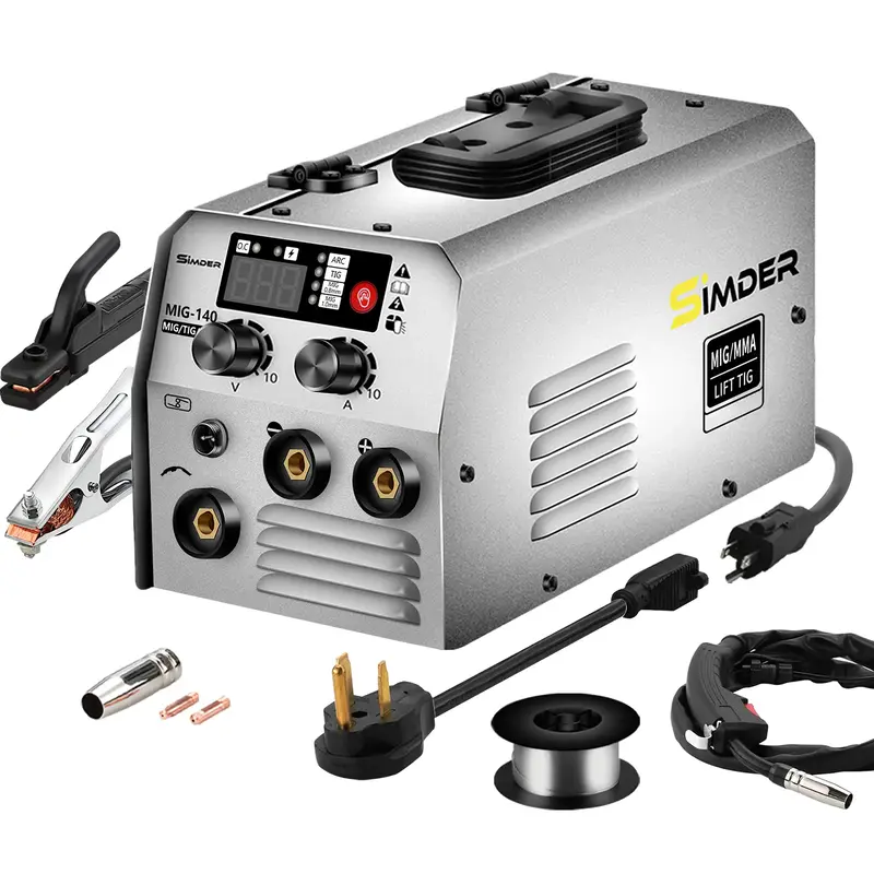 S SIMDER MIG-140S 3in1 MIG/Stick/LIFT TIG Welder Machine 140A 110 V/220v Portable WeldingMachine with Flux Cored Wire MIG/Sti...