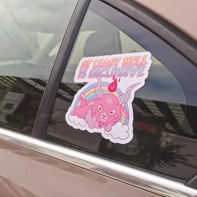 At Least Hell Is Inclusive Car Stickers, Godless Atheist Sticker, Agnostic Sticker, Cute Sticker, Occult Sticker