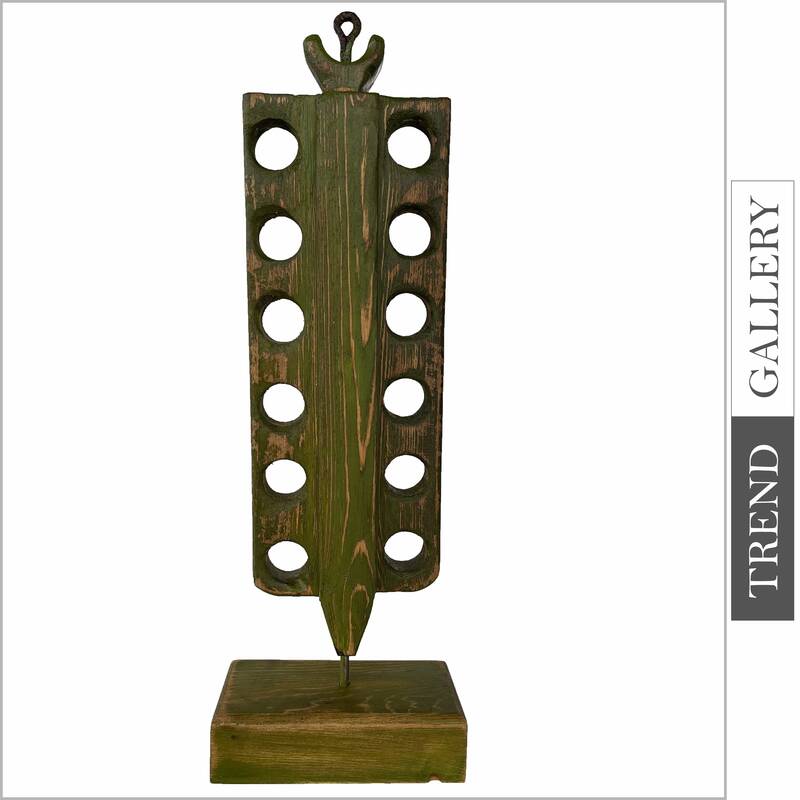 Abstract Vertical Wood Table Figurine Original Green Rectangular Desktop Art for Home Decor | TWELVE MONTHS 23.6"x6"...