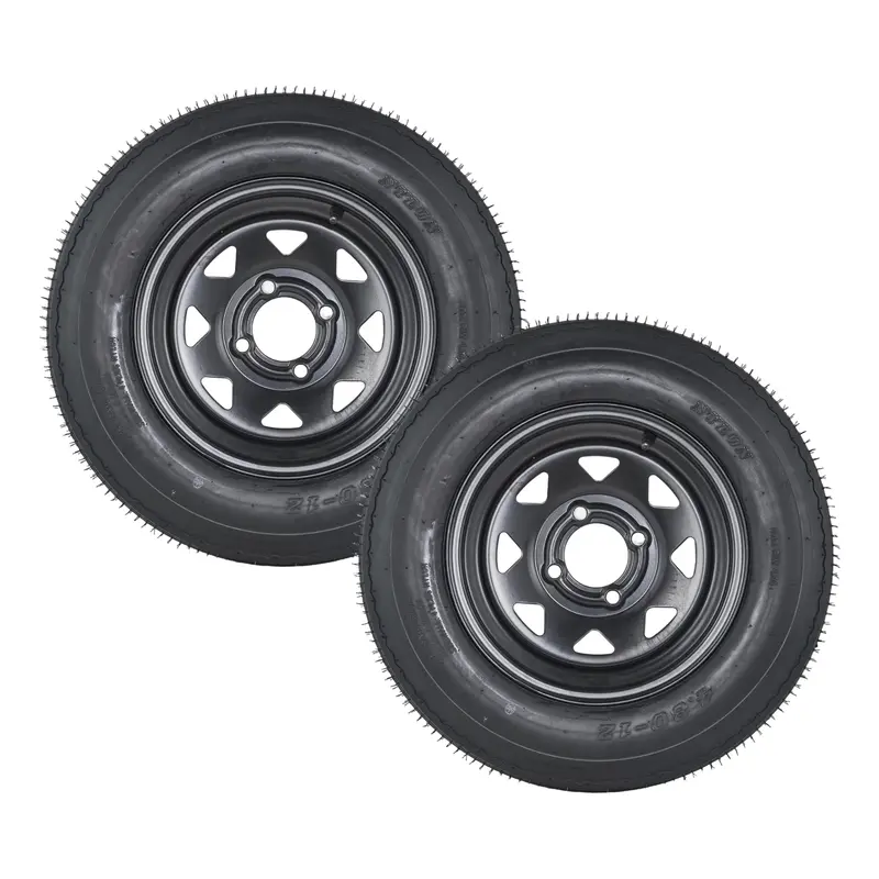 Garvee 4.80-12 Trailer Tires with 8 in White Rims,  4.80x12 480-12 4.8-12, Load Range C, 6PR, 4 Lug 4 in Bolt, Bias-Ply Nylon...