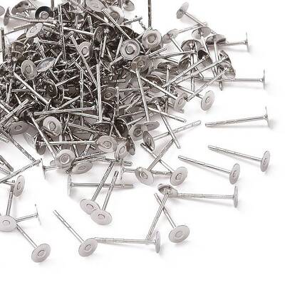 Tarnish Resistant 316 Surgical Stainless Steel Flat Round Blank Peg Stud Earring Settings