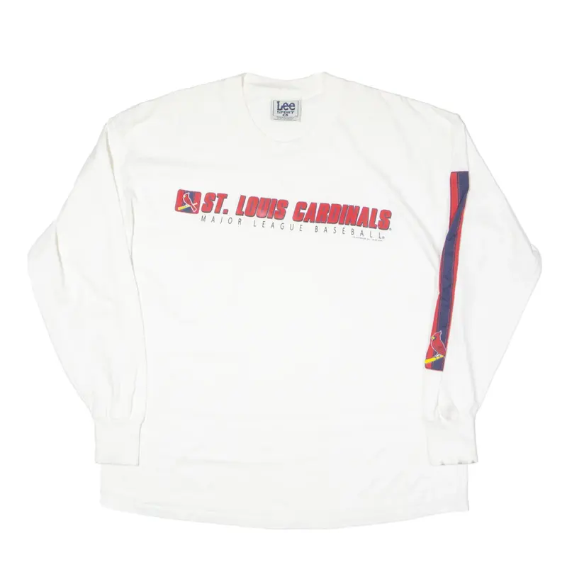 LEE SPORT St Louis Cardinals MLB Baseball T-Shirt White Long Sleeve Mens XL