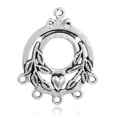 Flat Round Tibetan Style Alloy Chandelier Links