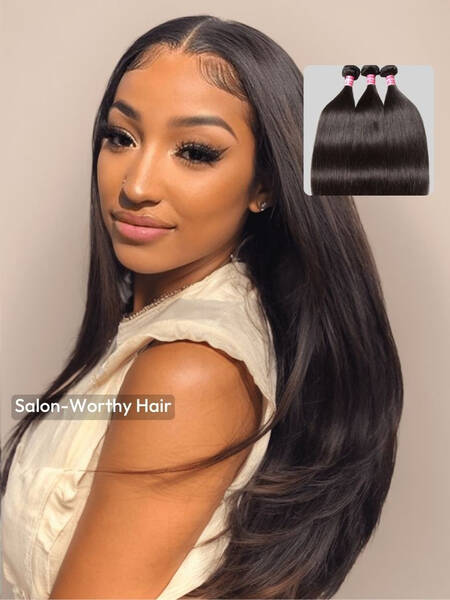 UNice Hair 4 Bundles Peruvian Straight Virgin Human Hair Extensions