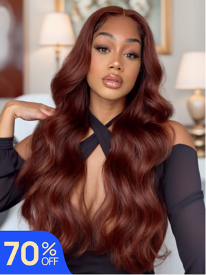 Nadula Flash Sale 7x5 Reddish Brown Body Wave And Yaki Straight Pre Bleached Invisible Knots Glueless Human Hair Wig