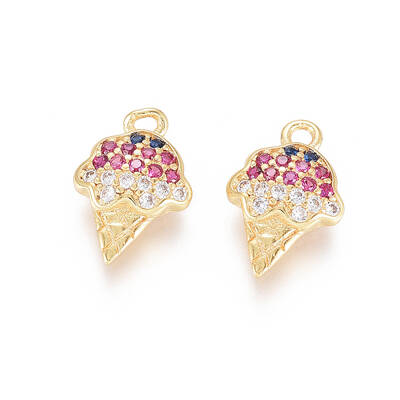 Brass Micro Pave Cubic Zirconia Charms