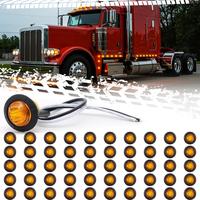 50 pcs 3/4 Inch Mount Amber 3 LED Mini Round Trailer Side Marker Indicator Lights Clearance Button Signal Lamps Universal for...