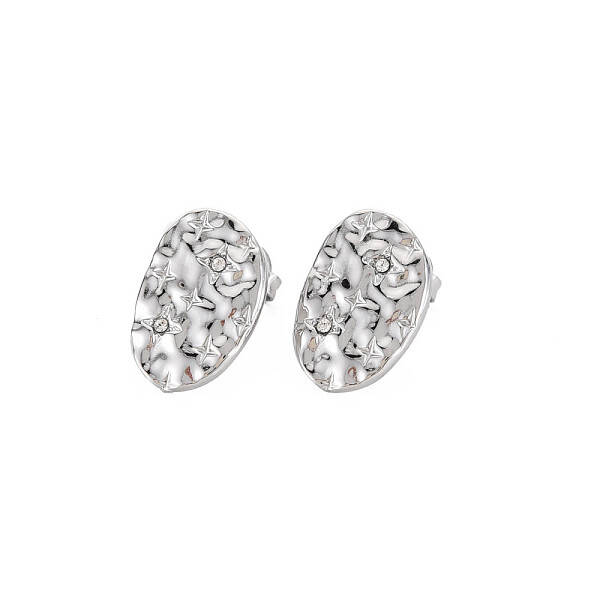 Crystal Rhinestone Oval with Star Stud Earrings