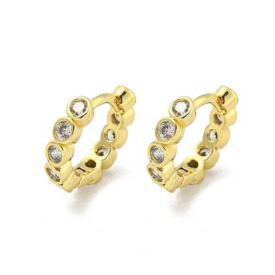 Brass Micro Pave Cubic Zirconia Hoop Earring