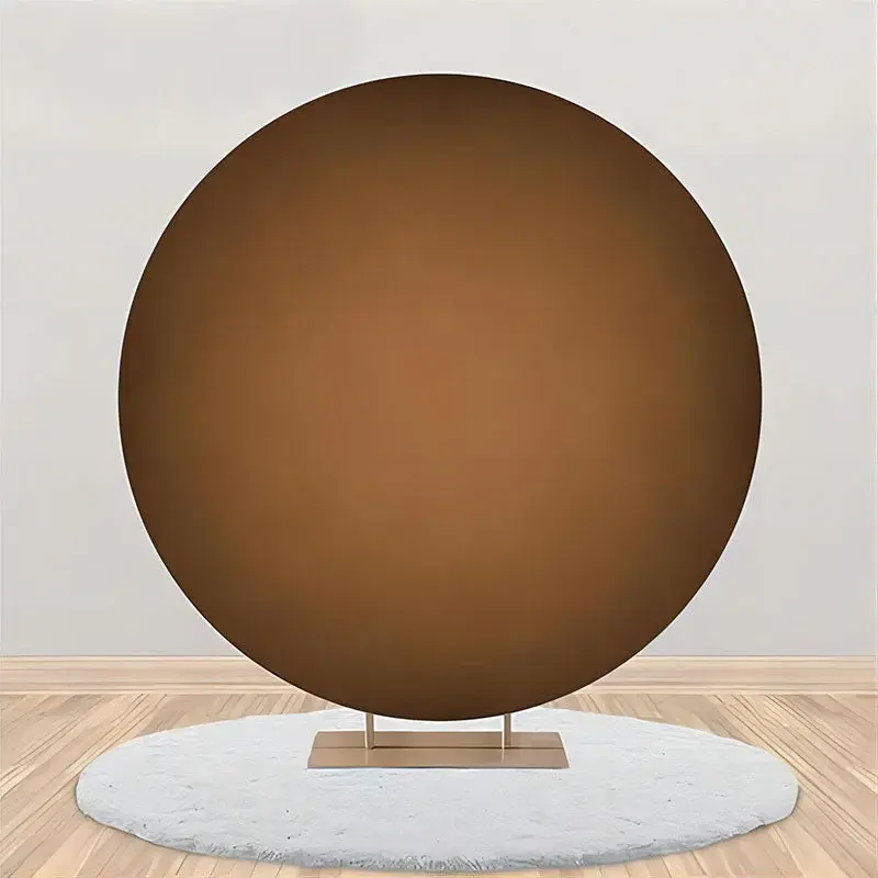 Dark Light Brown Gradient Round Birthday Backdrop - Aperturee