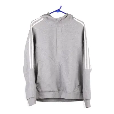 Adidas Hoodie - Large Grey Cotton Blend