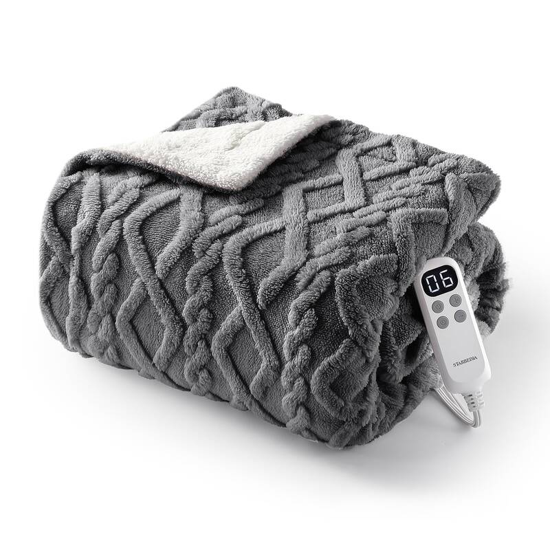 Garvee Electric Throw Blanket Heated Blanket, Sherpa Tufted Heating Lap Blankets with 6 Heating Levels (Grey, Queen 84x90...
